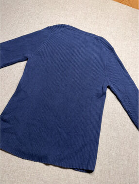Vintage 90s Vintage American Eagle Blue Ribbed Knit Cotton Sweater Large Y2K